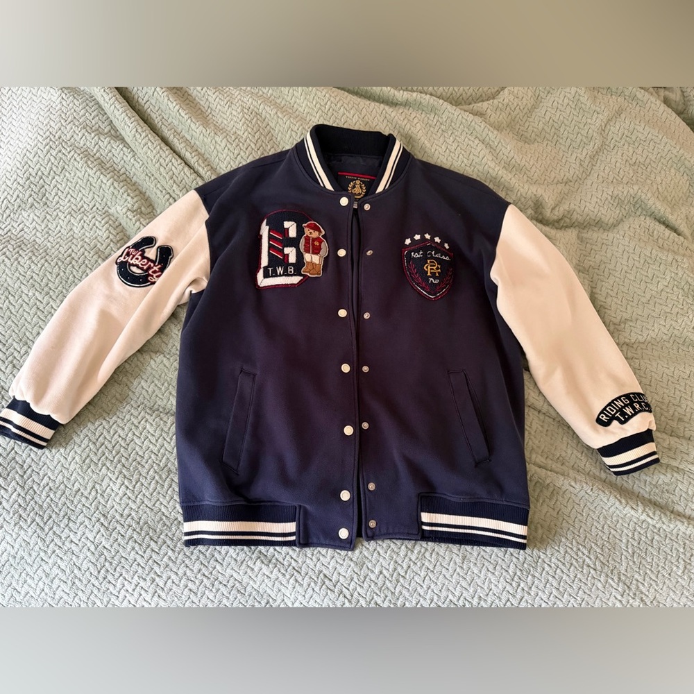 Navy Oversized Varsity Jacket